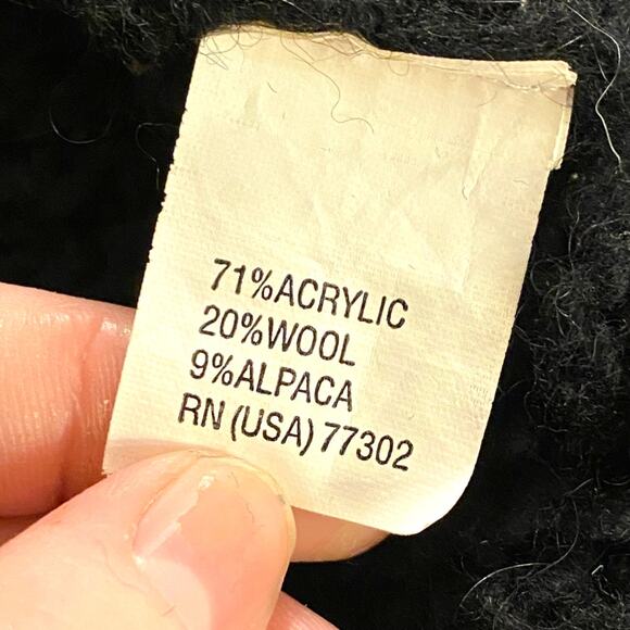 Zara Knit Black Alpaca Wool Blend 3-Quarter Sleeve Open Front Cardigan Size Med - Picture 4 of 6